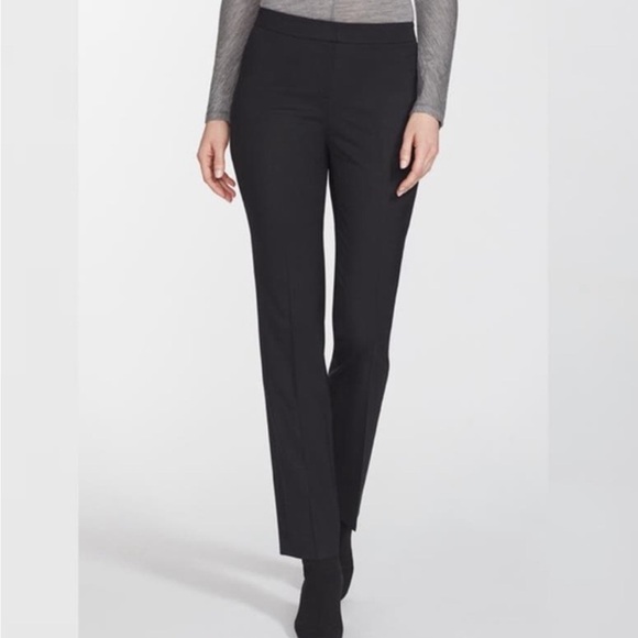 Lafayette 148 New York Wool Barrow Straight Leg Pants Black Women's Size 10 - Picture 2 of 7